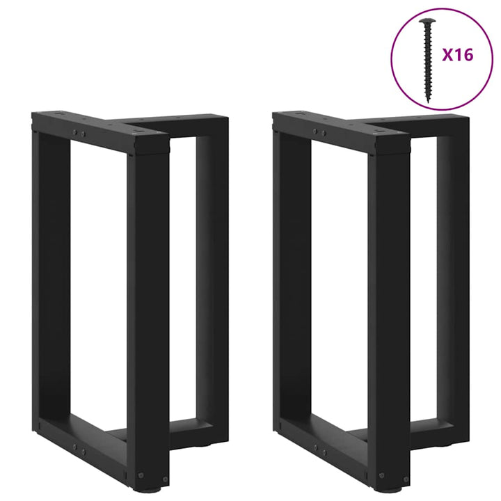 spisebordsben T-formet 2 stk. sort 50x35x(72-73) cm stål