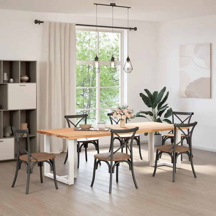 spisebordsben T-formet 2 stk. hvid 70x35x(72-73) cm stål
