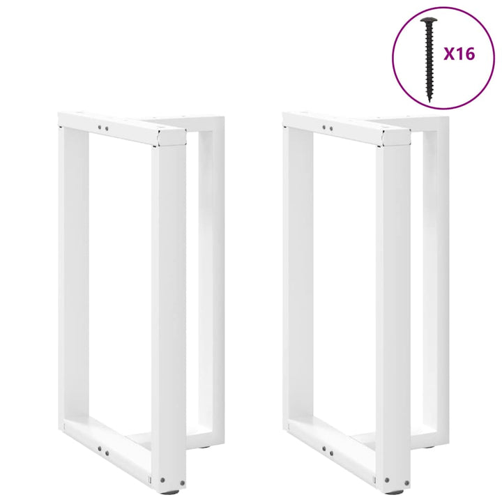 barbordsben T-formet 2 stk. hvid 60x35x(90-91) cm stål