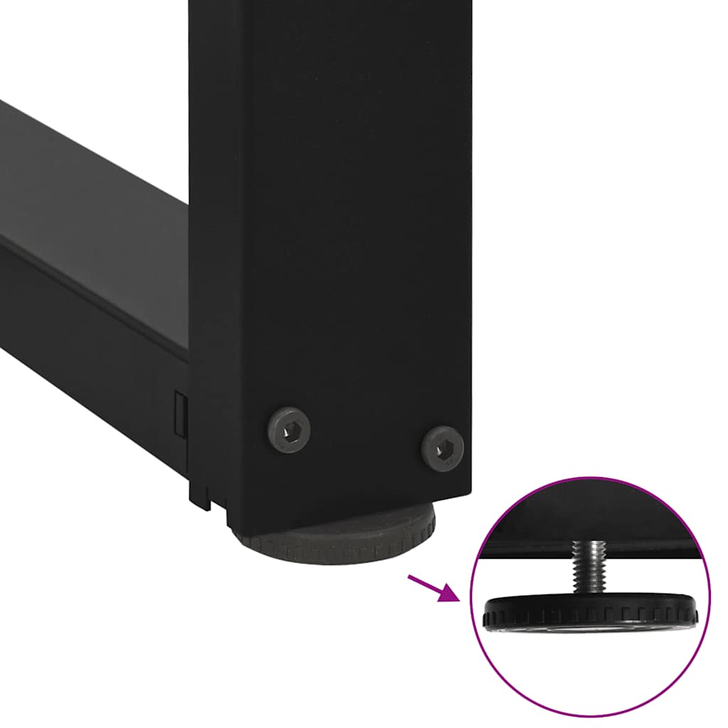 barbordsben T-formet 2 stk. sort 50x35x(100-101) cm stål