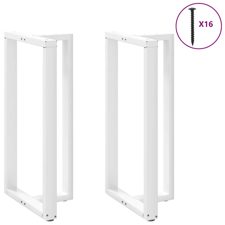barbordsben T-formet 2 stk. hvid 60x35x(110-111) cm stål