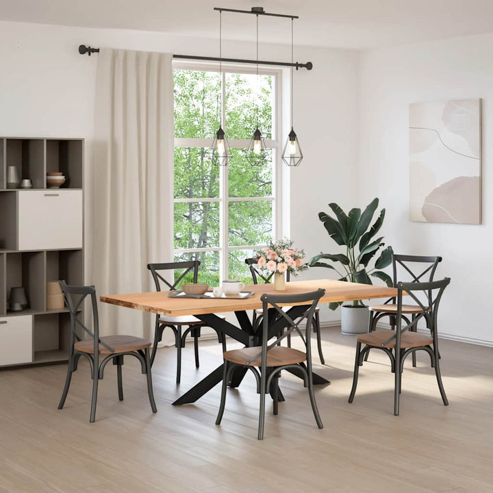 spisebordben edderkopformet sort 150x78x(72-73) cm stål