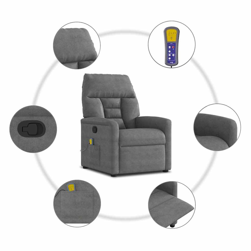 massagestol mikrofiberstof mørkegrå
