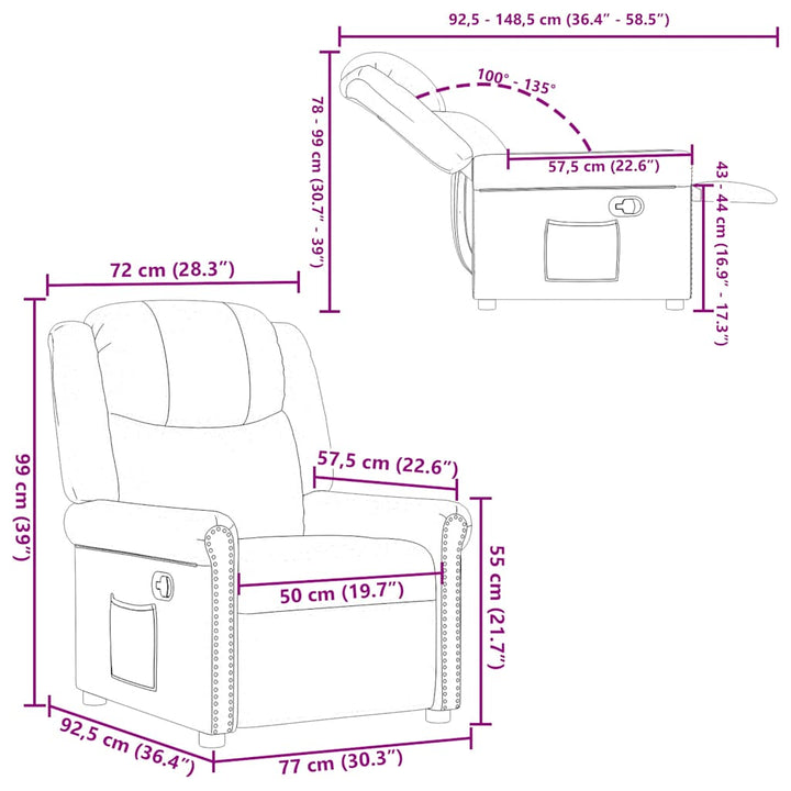 lænestol kunstlæder skinnende sort