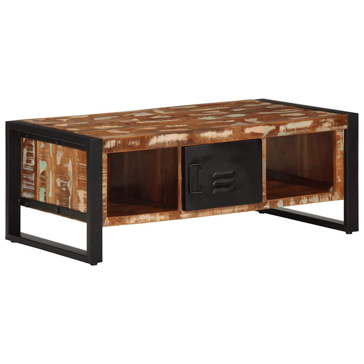 sofabord 90x50x36 cm massivt genbrugstræ flerfarvet