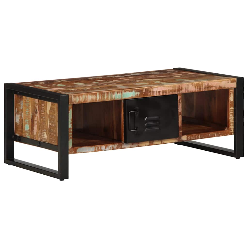sofabord 90x50x36 cm massivt genbrugstræ flerfarvet