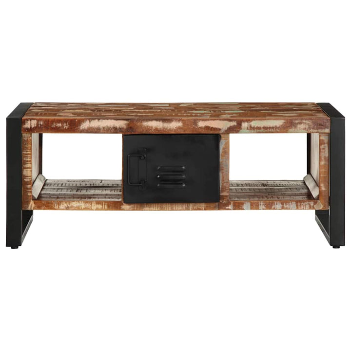 sofabord 90x50x36 cm massivt genbrugstræ flerfarvet