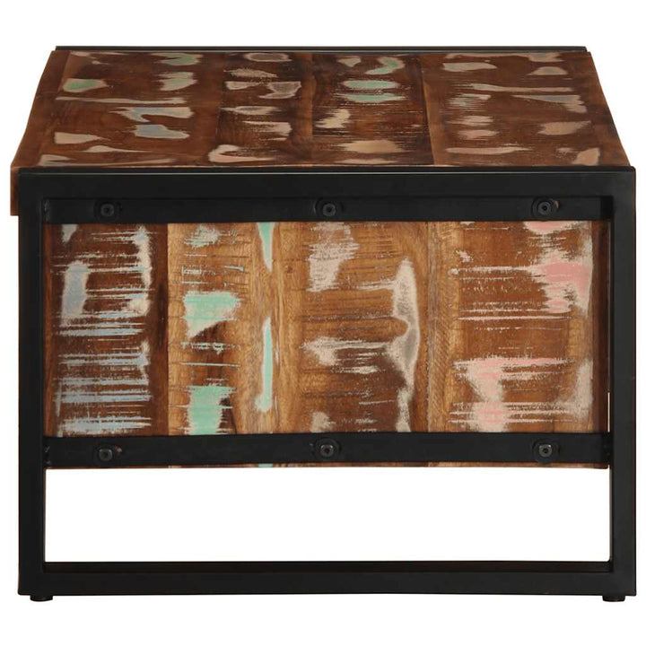 sofabord 90x50x36 cm massivt genbrugstræ flerfarvet