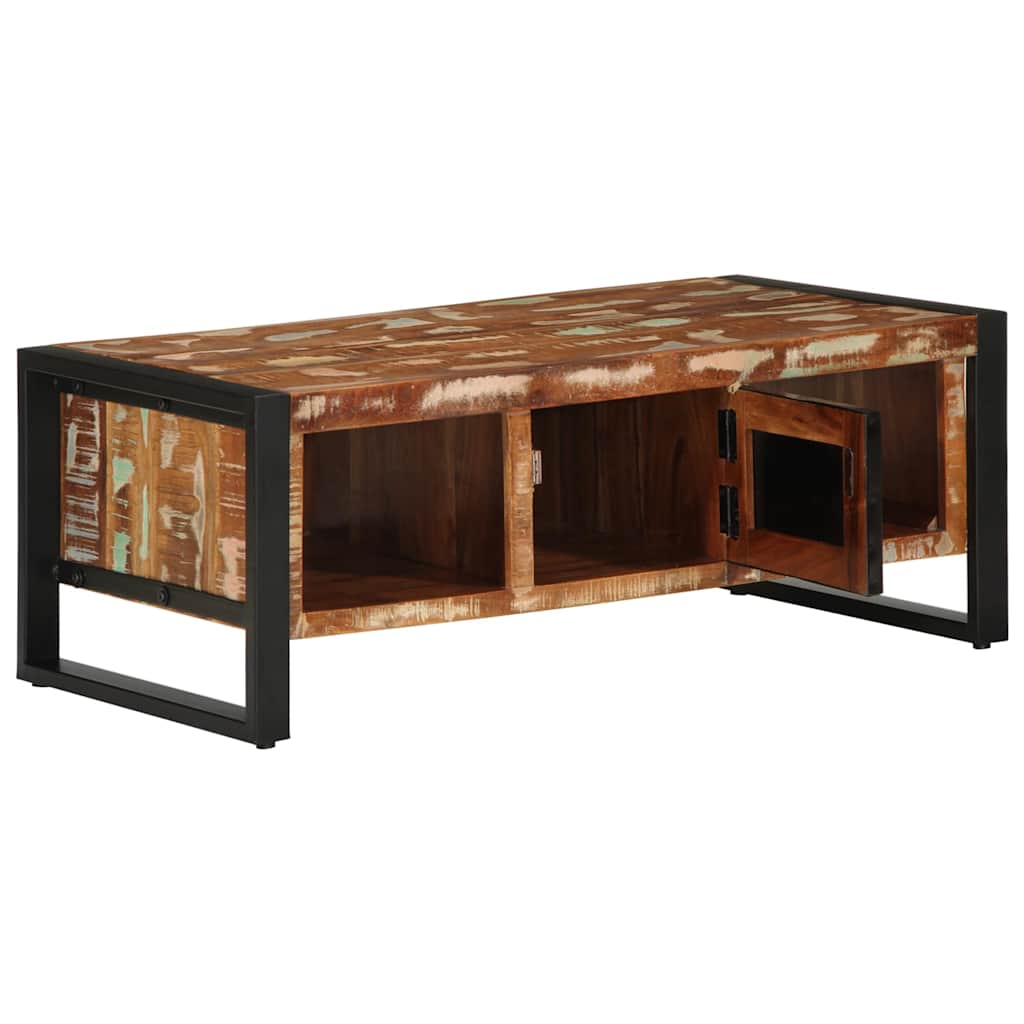 sofabord 90x50x36 cm massivt genbrugstræ flerfarvet