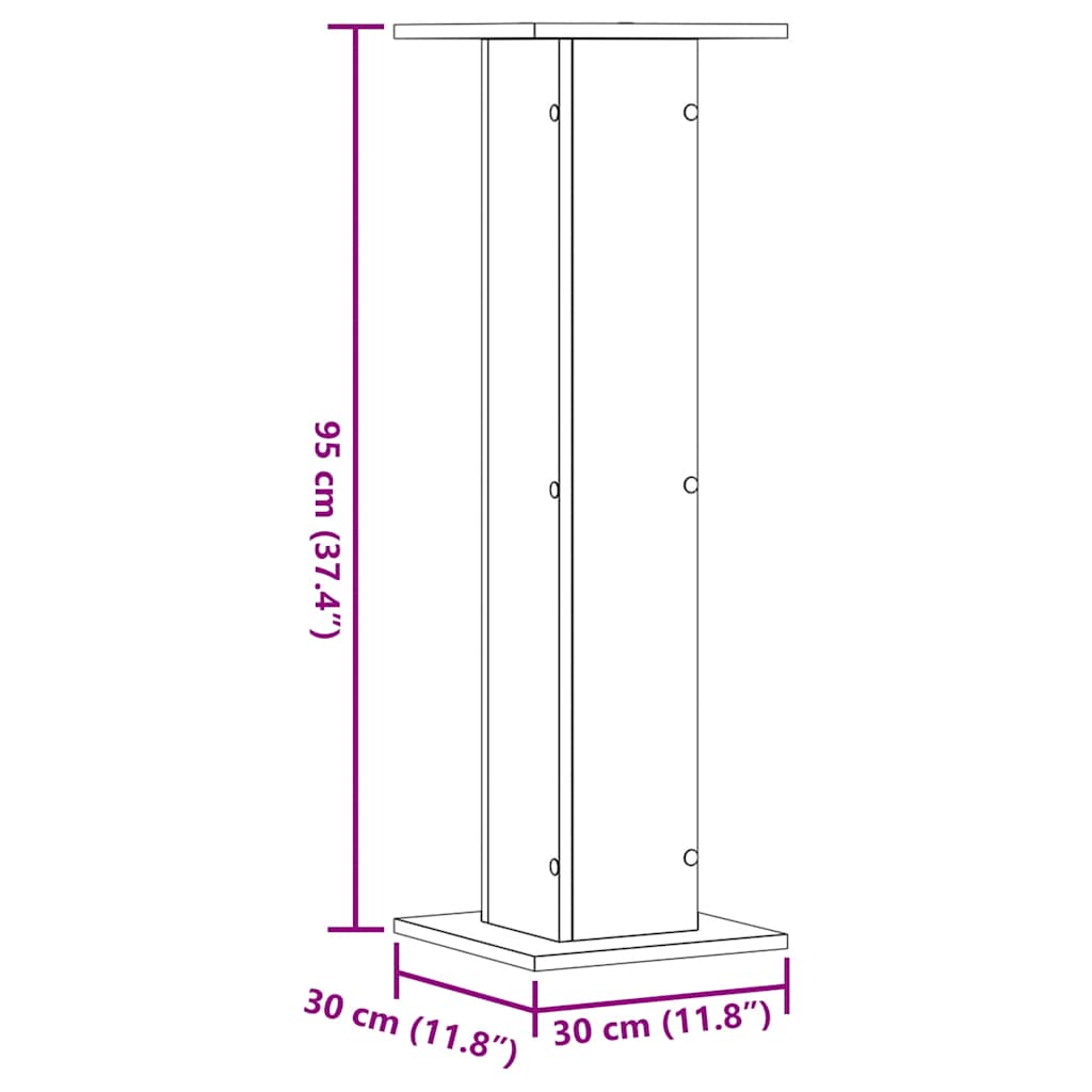 plantestativer 2 stk. 30x30x95 cm konstrueret træ betongrå