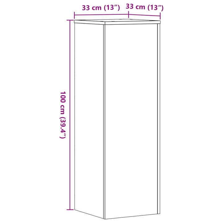 plantestativer 2 stk. 33x33x100cm konstrueret træ grå sonoma-eg