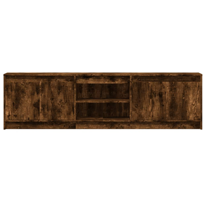 tv-bord m. LED-lys 180x34x50 cm konstrueret træ røget eg