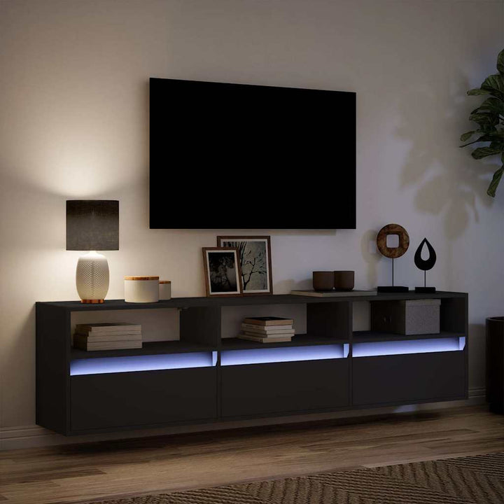 TV-vægskab med LED sort 180x31x45 cm