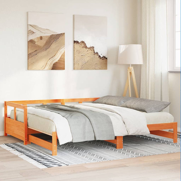 daybed uden madras 90x200 cm massivt fyrretræ gyldenbrun