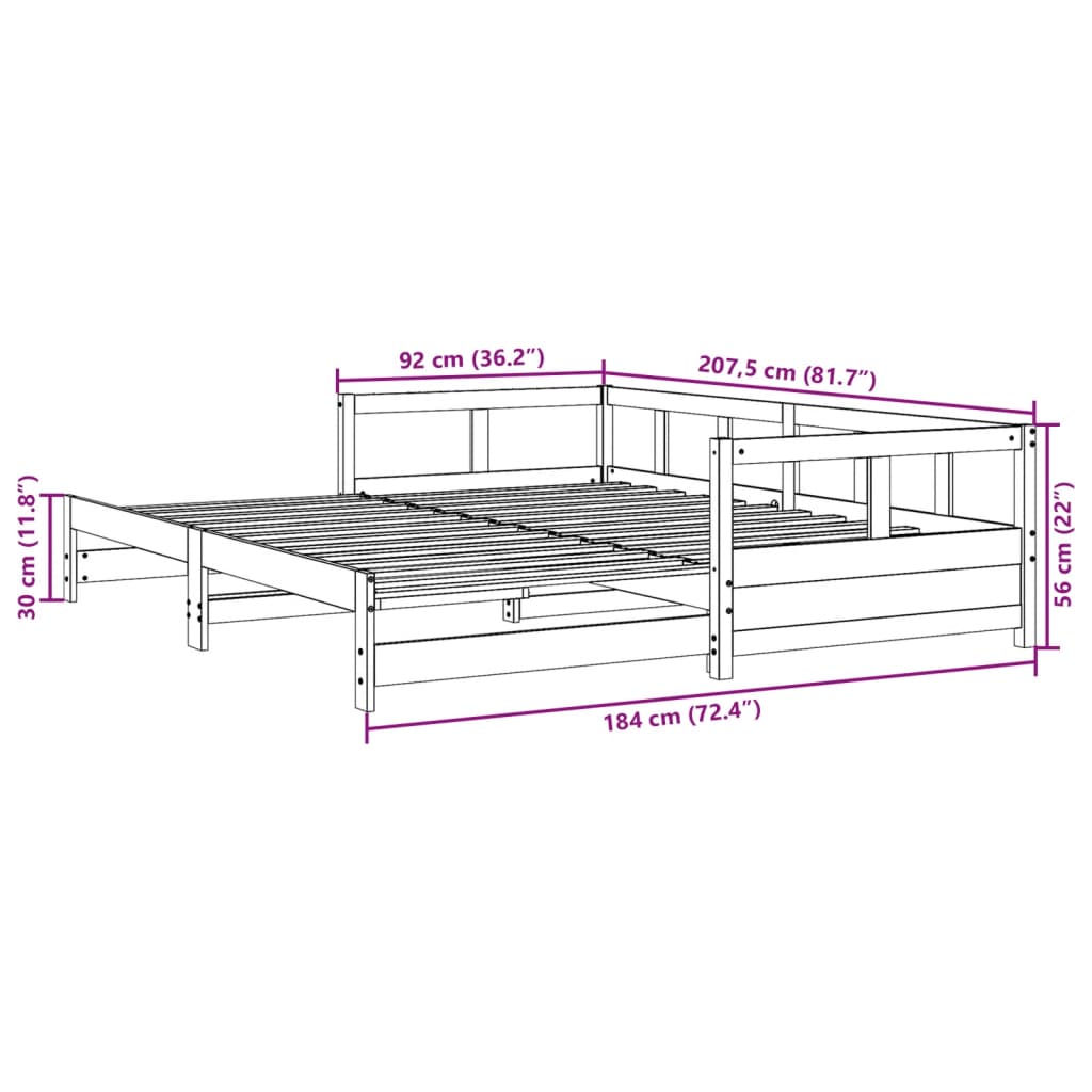 daybed uden madras 90x200 cm massivt fyrretræ gyldenbrun