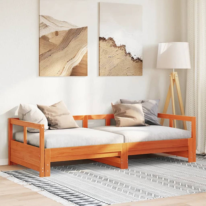 daybed uden madras 90x200 cm massivt fyrretræ gyldenbrun