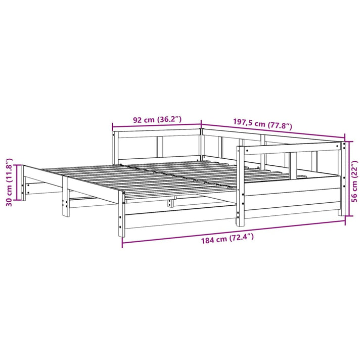 daybed uden madras 90x190 cm massivt fyrretræ