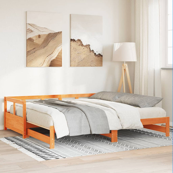 daybed uden madras 90x190 cm massivt fyrretræ gyldenbrun