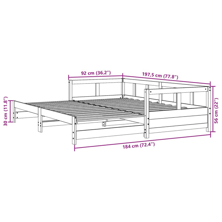 daybed uden madras 90x190 cm massivt fyrretræ gyldenbrun