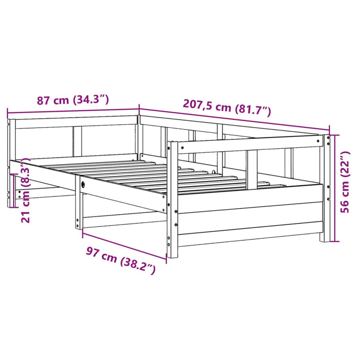 daybed 80x200 cm massivt fyrretræ naturfarvet