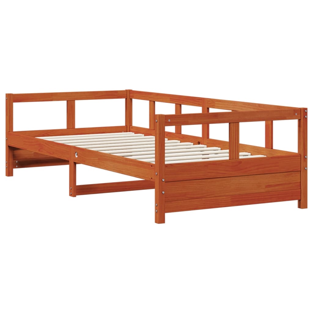 daybed uden madras 90x200 cm massivt fyrretræ gyldenbrun