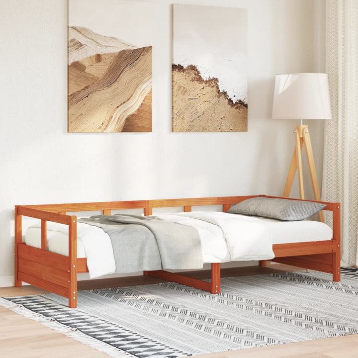 daybed uden madras 90x200 cm massivt fyrretræ gyldenbrun
