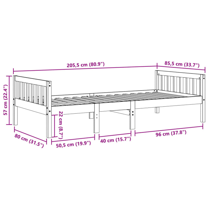 juniorseng uden madras 80x200 cm massivt fyrretræ hvid