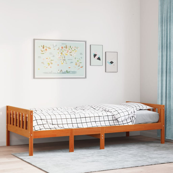 juniorseng uden madras 80x200 cm massivt fyrretræ gyldenbrun