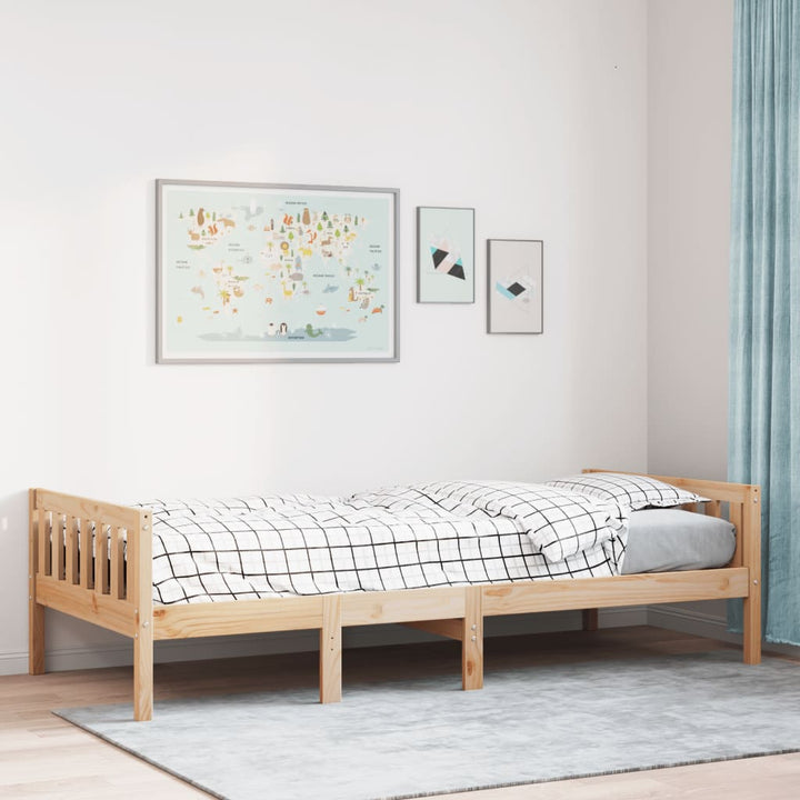 juniorseng uden madras 90x200 cm massivt fyrretræ