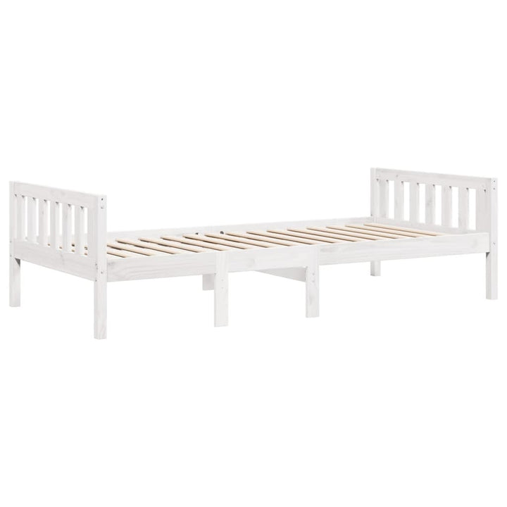 juniorseng uden madras 90x200 cm massivt fyrretræ hvid