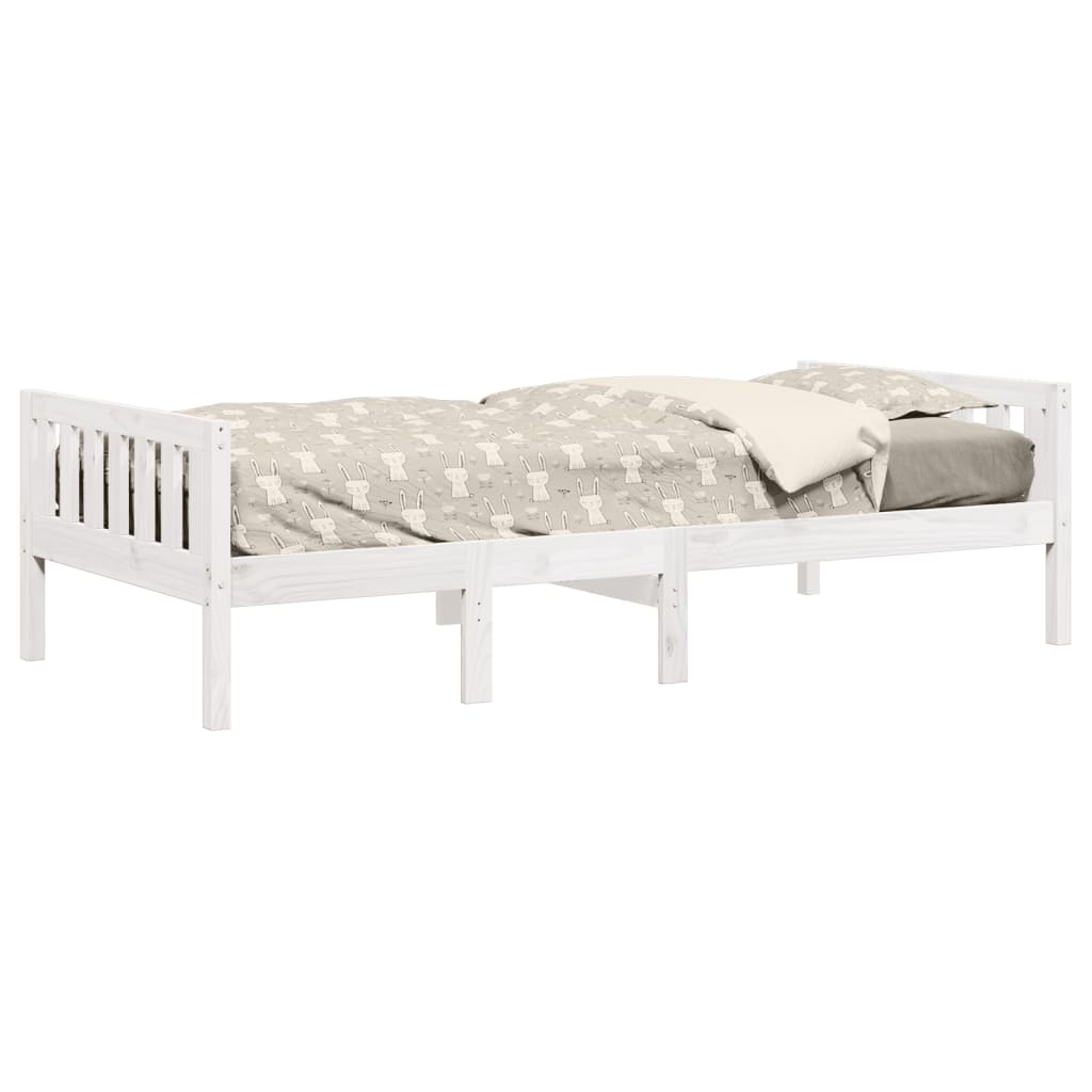 juniorseng uden madras 90x200 cm massivt fyrretræ hvid