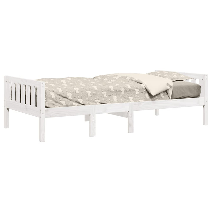 juniorseng uden madras 90x200 cm massivt fyrretræ hvid
