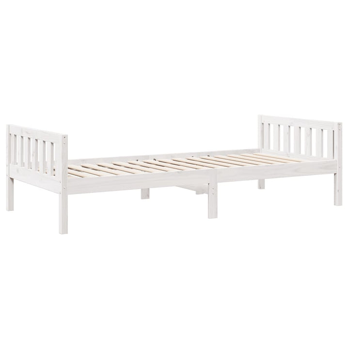 juniorseng uden madras 90x200 cm massivt fyrretræ hvid