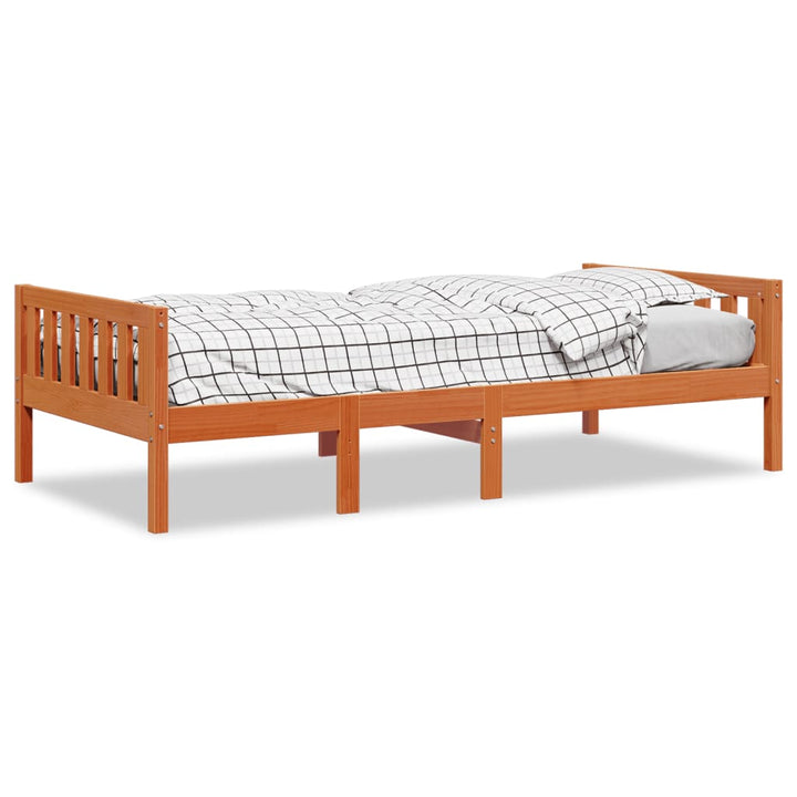 juniorseng uden madras 90x200 cm massivt fyr gyldenbrun