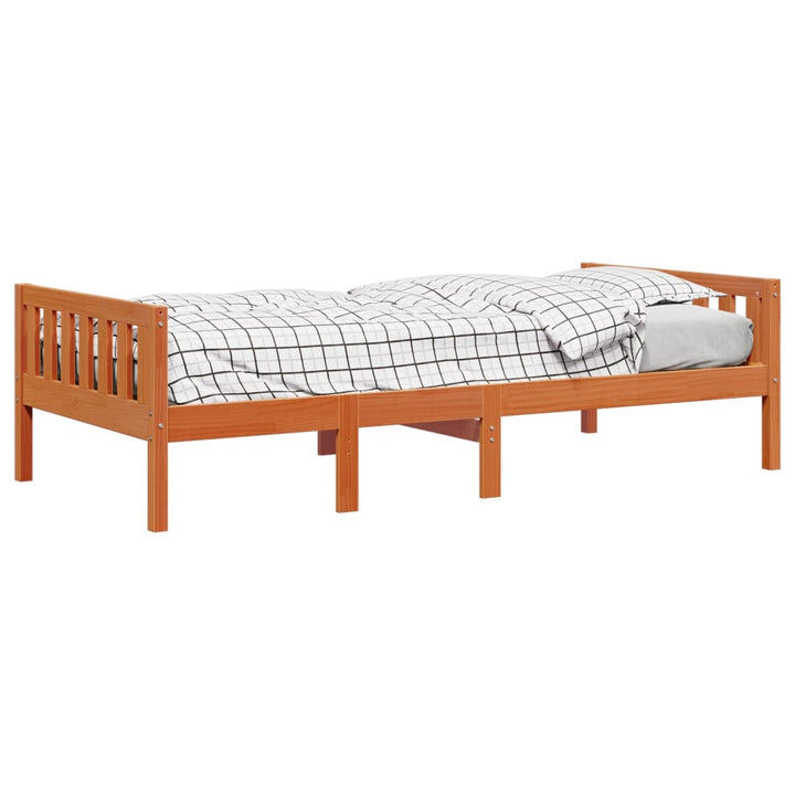 juniorseng uden madras 90x200 cm massivt fyr gyldenbrun