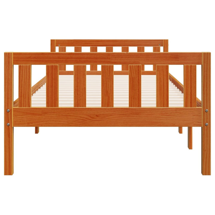 juniorseng uden madras 90x200 cm massivt fyr gyldenbrun