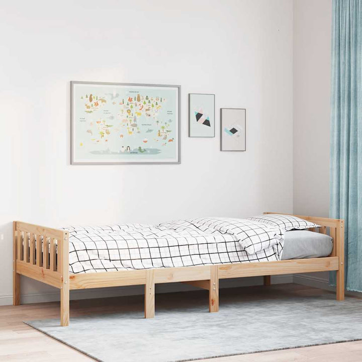 juniorseng uden madras 90x190 cm massivt fyrretræ