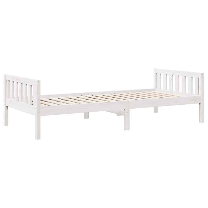 juniorseng uden madras 90x190 cm massivt fyrretræ hvid