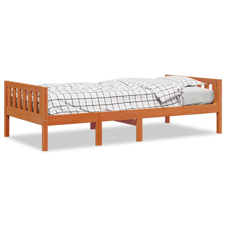 juniorseng uden madras 90x190 cm massivt fyrretræ gyldenbrun