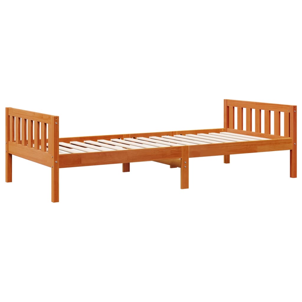 juniorseng uden madras 90x190 cm massivt fyrretræ gyldenbrun