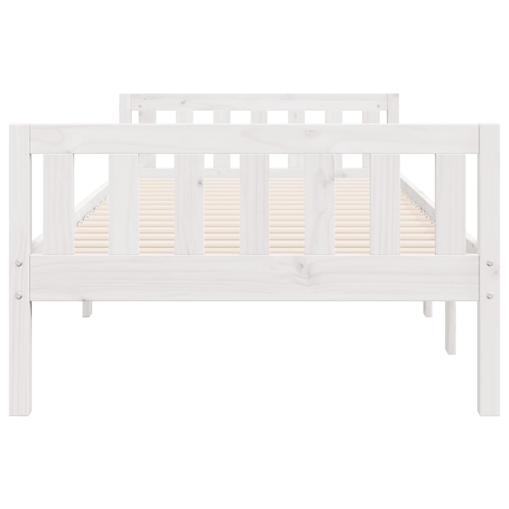 juniorseng uden madras 75x190 cm massivt fyrretræ hvid