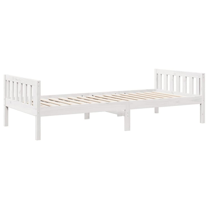 juniorseng uden madras 75x190 cm massivt fyrretræ hvid