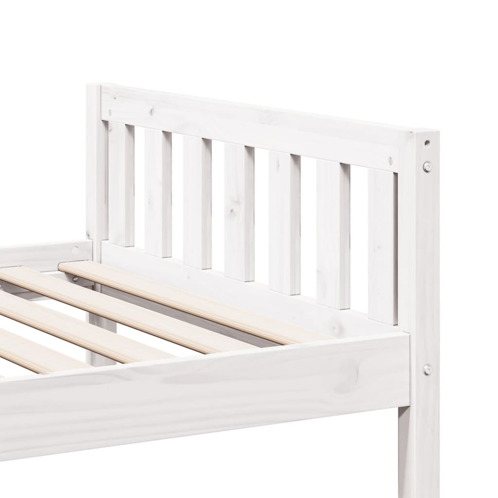juniorseng uden madras 75x190 cm massivt fyrretræ hvid