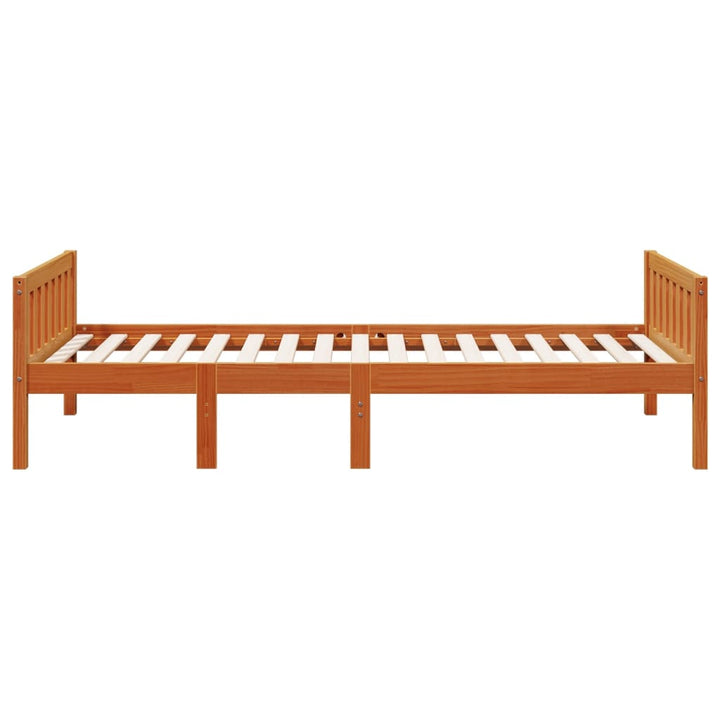 juniorseng uden madras 75x190 cm massivt fyrretræ gyldenbrun