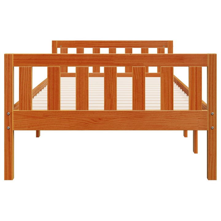 juniorseng uden madras 75x190 cm massivt fyrretræ gyldenbrun