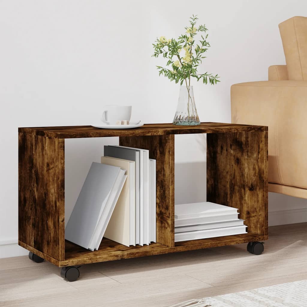 rullebord 72x33x42,5 cm konstrueret træ røget egetræsfarve
