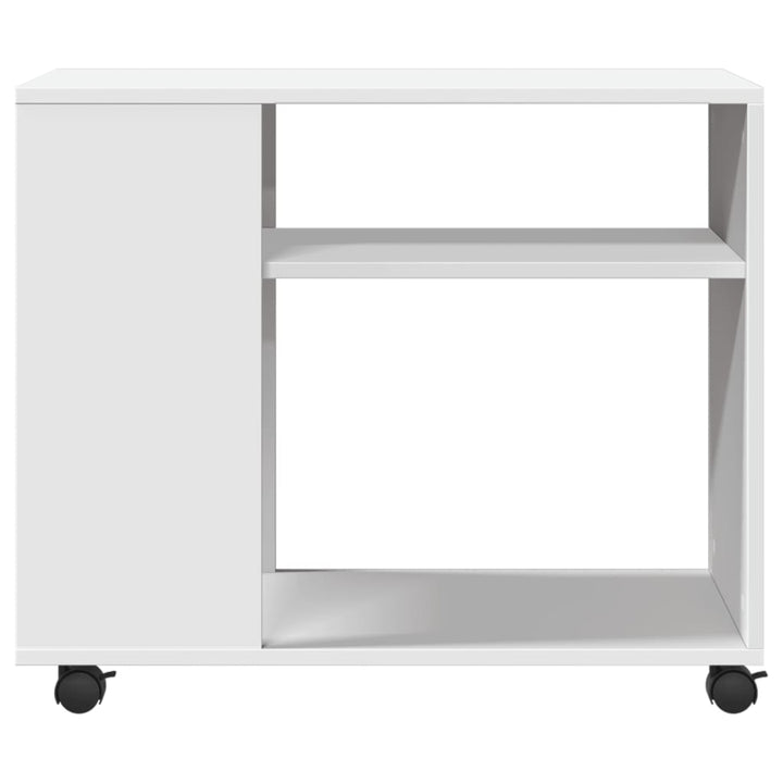 sidebord med hjul 70x35x60 cm konstrueret træ hvid