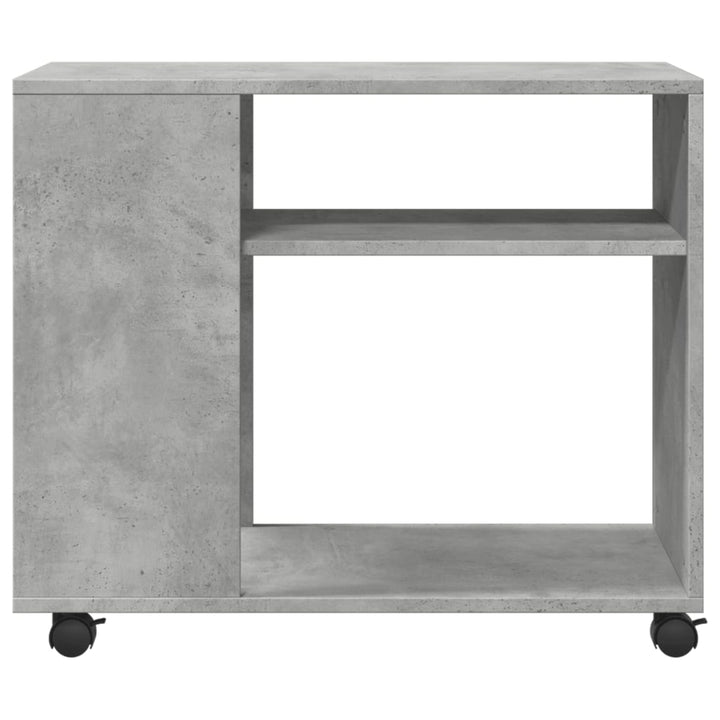 sidebord med hjul 70x35x60 cm konstrueret træ betongrå