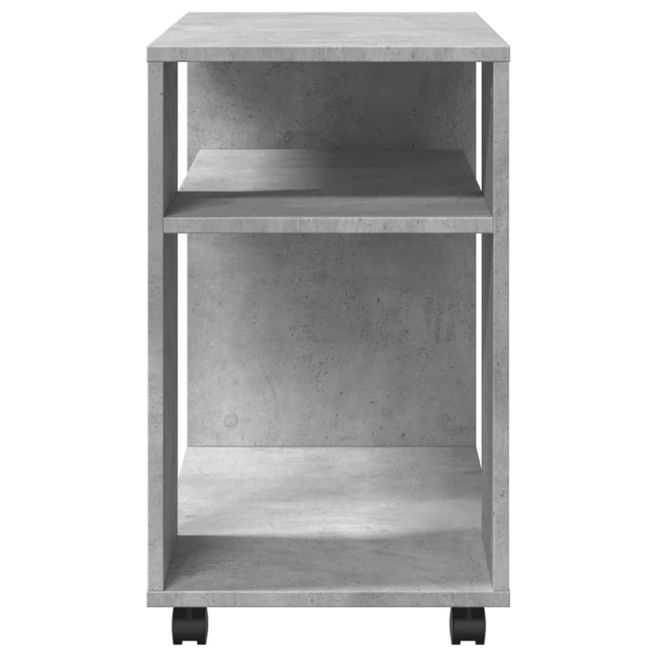 sidebord med hjul 70x35x60 cm konstrueret træ betongrå