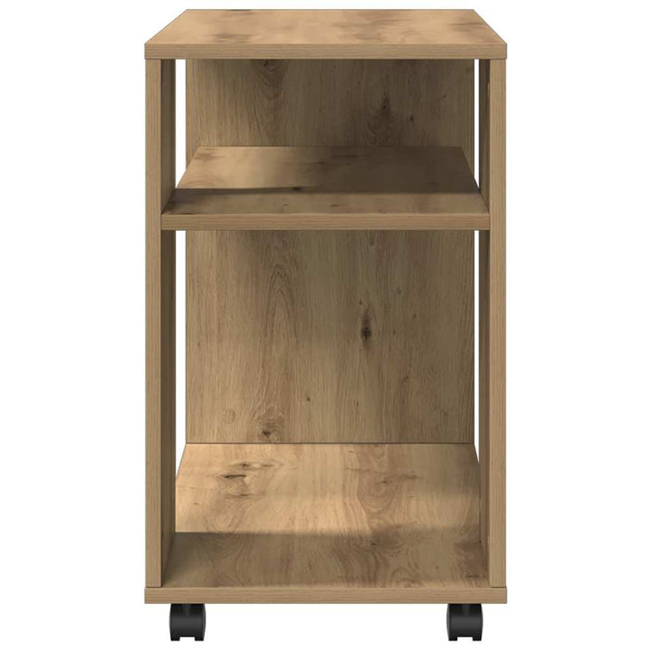sidebord med hjul 70x35x60 cm konstrueret træ egetræsfarve